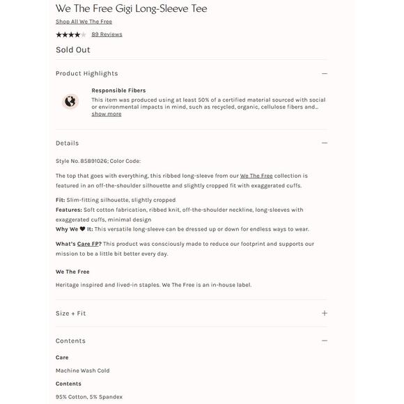 Free People GIGI Long Sleeve Off-Shoulder Tee Top in Ground Coriander L NWOT $58 - Picture 9 of 10